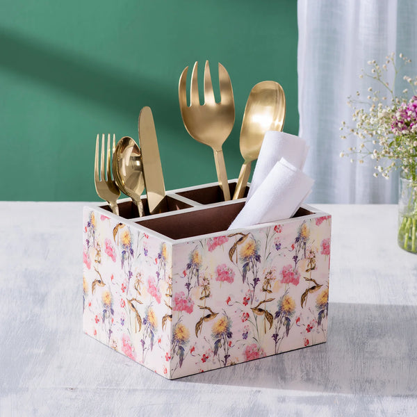 FolksKulture-Allure Botanic MDF Enamel Cutlery Holder