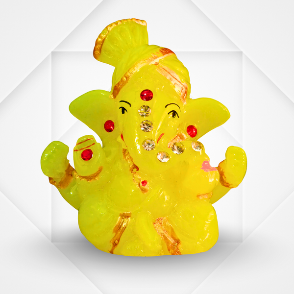 Light Green Pagdi Ganesha Idol for Home Mandir, Car Dashboard & Office Decor