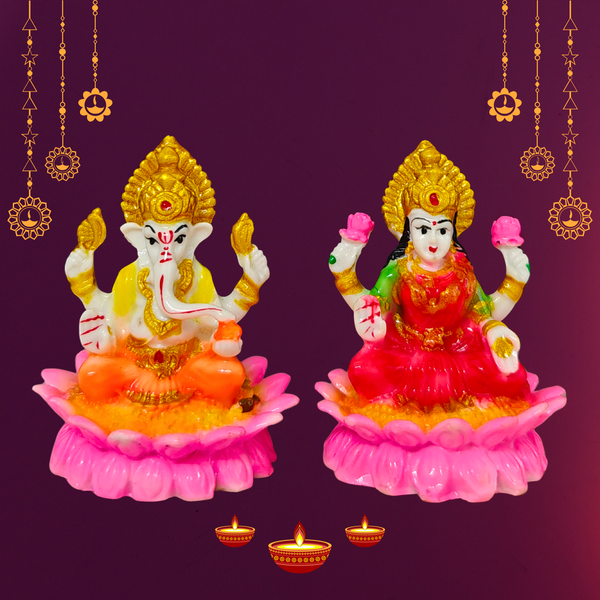 Lotus Laxmi Ganesha Idol | Diwali Pooja Murti for Home & Gifting