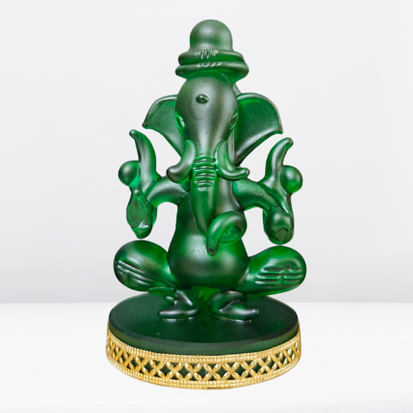 Glass 2 Face Ganesha Idol | Decorative Murti for Home, Office & Car Dashboard