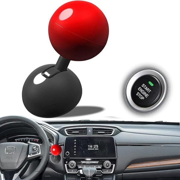 FolksKulture-Push Button Start Lever, Car Push to Start Button Rocker, Car Engine Start Stop Button Joystick, Full Ball-bar Rocker Car Button Automotive One-Touch Start Button Cover Protector (Plastic, Red)