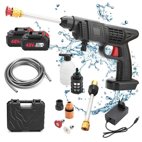 FK-Double Battery High Pressure Washer Gun Cordless Portable Wireless | 48V 12000 MAH High Pressure Water Gun for Car Wash and Bike Cleaning with Adjustable Nozzle