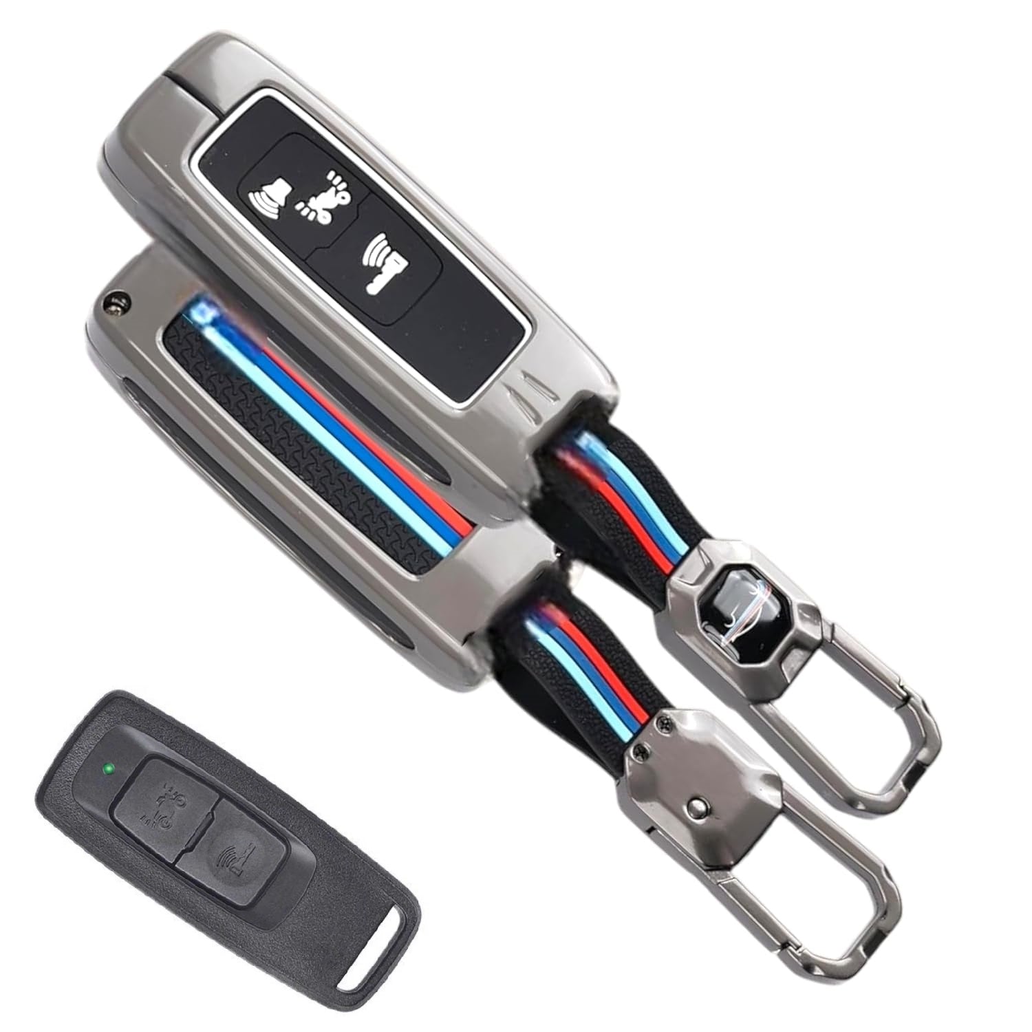 Hdm Key HDM Scooty Metal Alloy Key Cover with Soft Silicone Black Striped Case ...