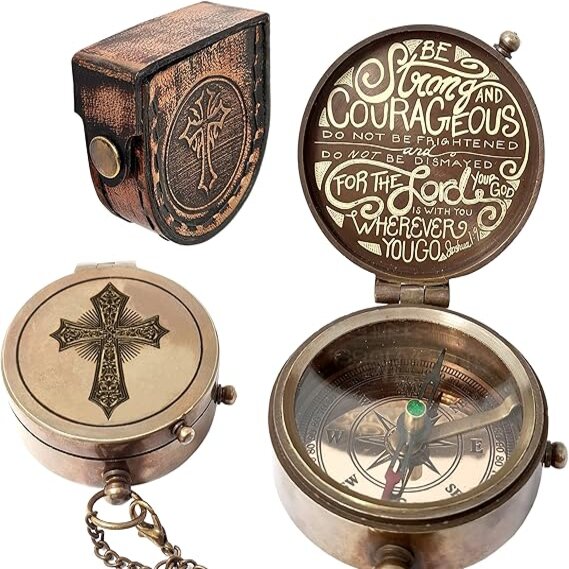 FolksKulture-Brass Nautical - Brass Compass Engraved Gift