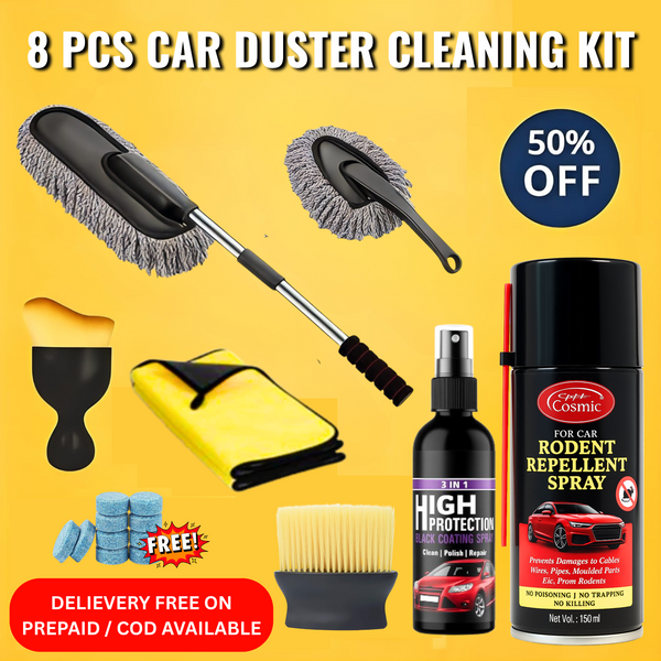 8-in-1 Premium Microfiber Car Cleaning Kit – Interior & Exterior Detailing Set
