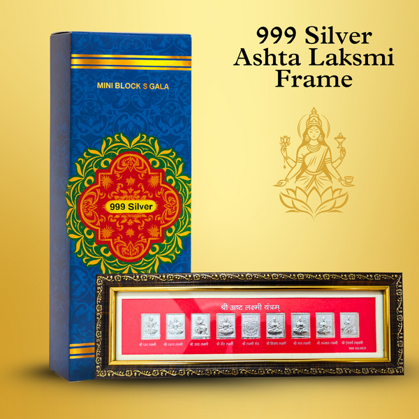 999 Silver Ashtalakshmi Frame for Diwali, Home Mandir & Gifting