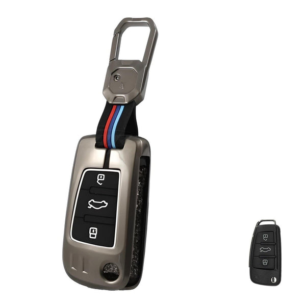 Audi Flip Key Cover – Metal & Silicone Case for 3 Button Flip Key