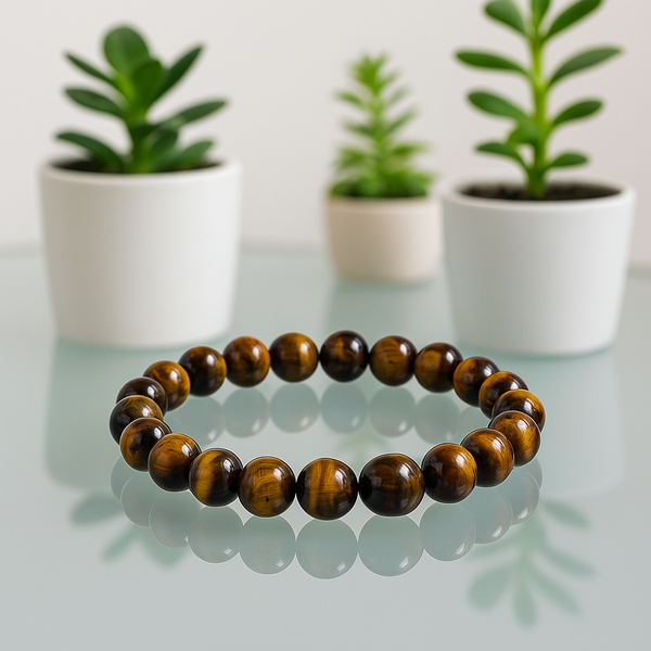 Premium Natural Tiger Eye Bracelet – Protection, Confidence & Grounding Crystal