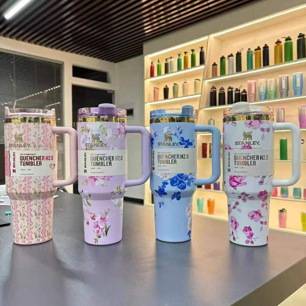 Floral Tumblers With Bow Straw Lid - The Quencher 40 OZ