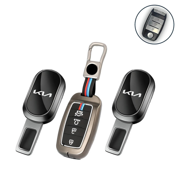 FolksKulture- Combo | KIA Key Cover ( 4 Button ) | Seatbelt Extender ( 2 pcs)