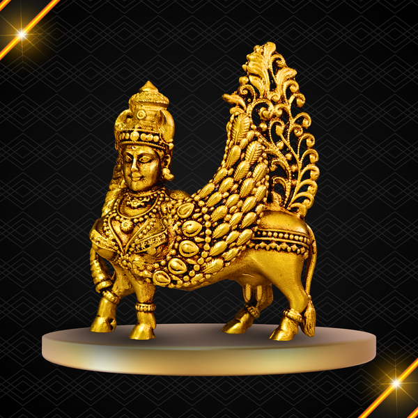 Kamdhenu Cow Brass Idol | Sacred Figurine for Home, Office & Gifting