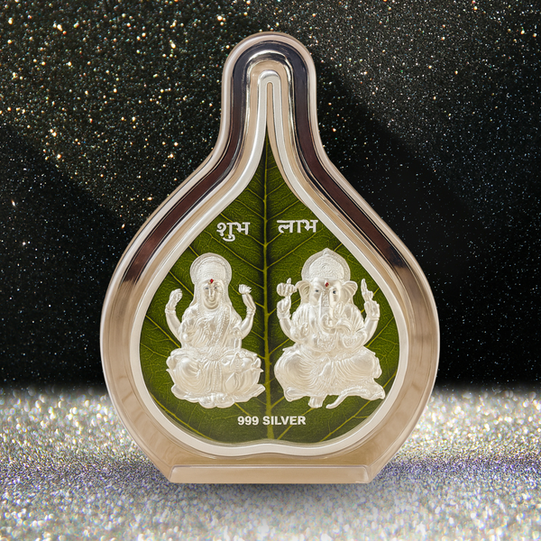 999 Silver Leaf Laxmi Ganesh Idol for Diwali, Home Mandir & Gifting