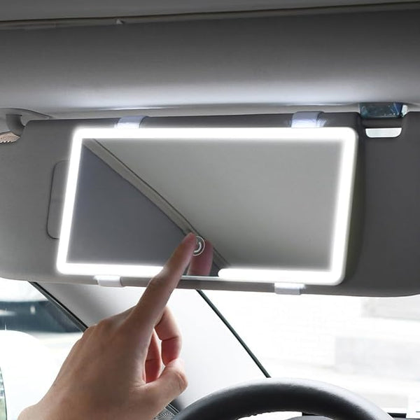 FolksKulture- LED Car Sun Visor Mirror - 3 Light Modes, Rechargeable