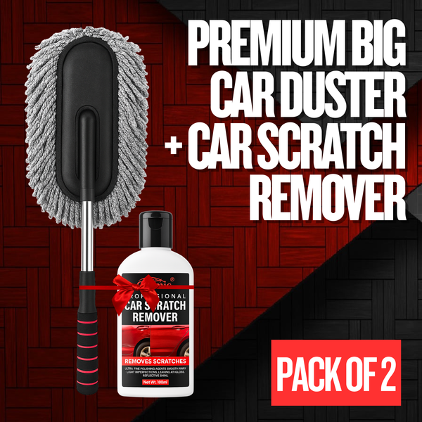 Lint Free Premium Big Car Duster + Car Scratch Remover (Pack of 2)