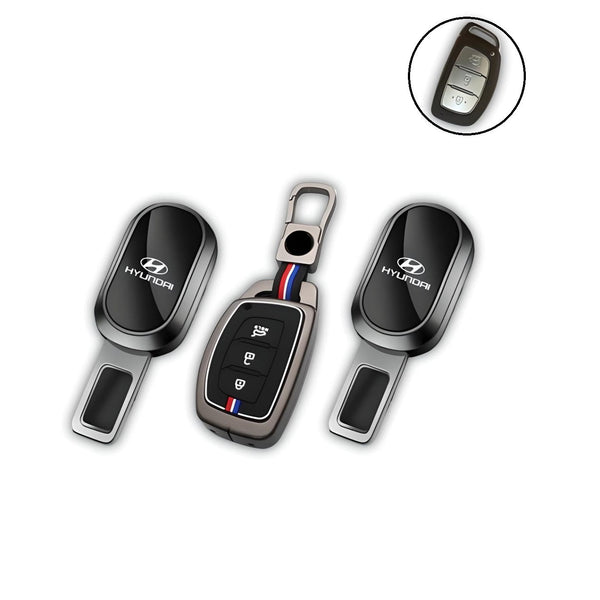FolksKulture- Combo | Hyundai Key Cover ( 3 Button ) | Seatbelt Extender ( 2 pcs)