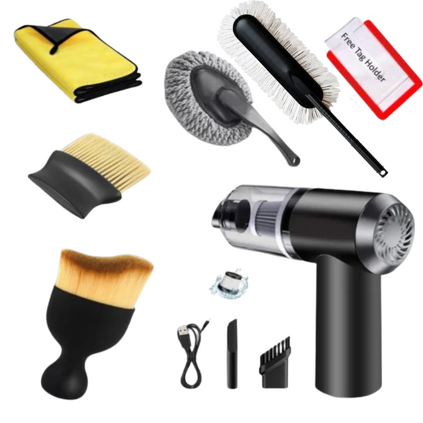6-Piece Car Cleaning Kit with 120W 3-in-1 Vacuum Cleaner + Free Car Tag Holder