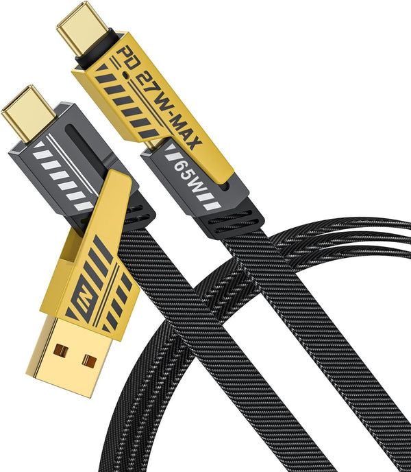 FolksKulture-Multi Charging Cable, 4 in 1 Universal Fast Charging Cable with USB A/USB C to Type C 65W 27W PD
